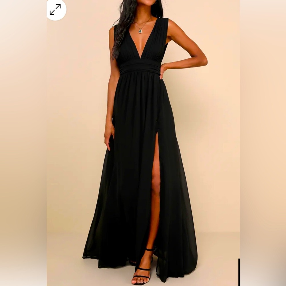 Lulu’s Heavenly Hues V Neck Slit Gown